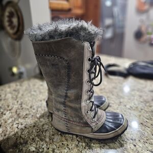 Women's Sorel Leather Fur-Lined Lace-Up Boots